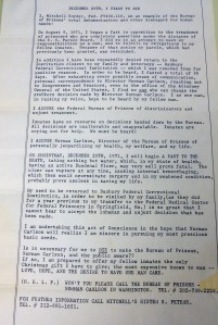 In this letter, Mitch Snyder describes his plan to engage in a hunger strike starting on Christmas Day, 1971.  Image used under the Fair Use provisions of the copyright law, courtesy of Special Collections Research Center, The George Washington University Libraries.