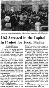 The increasingly bold actions of CCNV pushed the group onto the national stage as it became renowned for its activism on behalf of the homeless.  Image used under the Fair Use provisions of the copyright law.  